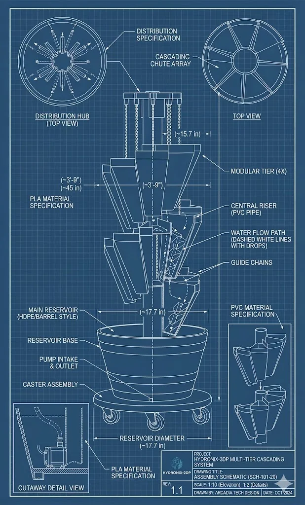 Forge tower system diagram, 20 or 26 inch footprint